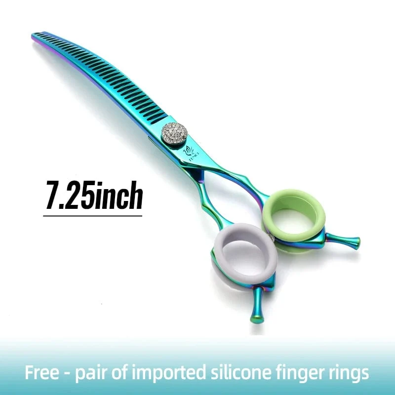 Fenice High-End 7.25 Zoll professionelle Hundepflegeschere, gebogene Effilierschere für Hunde und Katzen, Tierhaare, Tijeras Tesoura