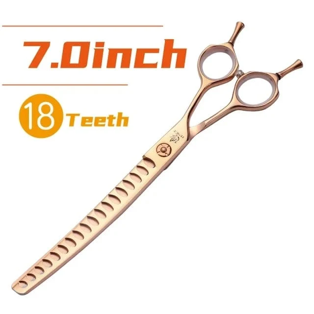 Fenice High-End 7.25 Zoll professionelle Hundepflegeschere, gebogene Effilierschere für Hunde und Katzen, Tierhaare, Tijeras Tesoura