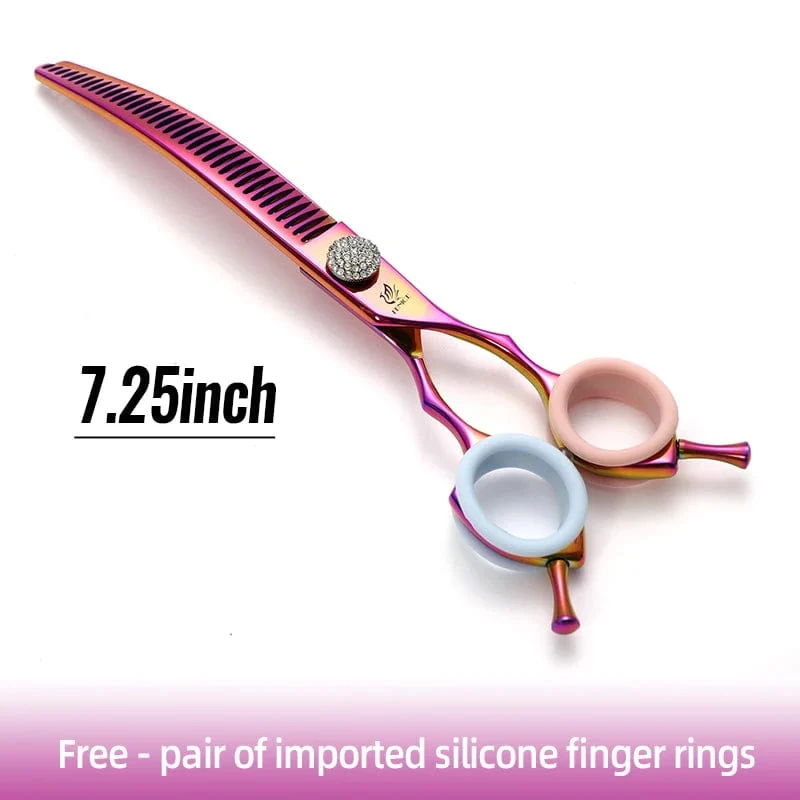 Fenice High-End 7.25 Zoll professionelle Hundepflegeschere, gebogene Effilierschere für Hunde und Katzen, Tierhaare, Tijeras Tesoura