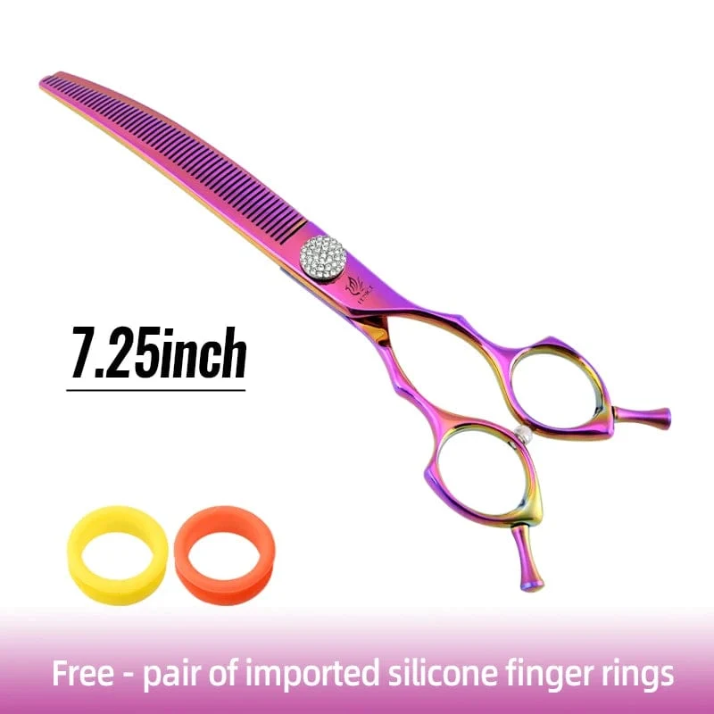 Fenice High-End 7.25 Zoll professionelle Hundepflegeschere, gebogene Effilierschere für Hunde und Katzen, Tierhaare, Tijeras Tesoura