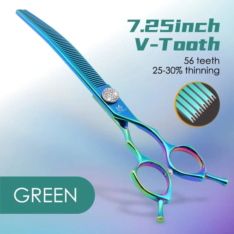 Fenice High-End 7.25 Zoll professionelle Hundepflegeschere, gebogene Effilierschere für Hunde und Katzen, Tierhaare, Tijeras Tesoura