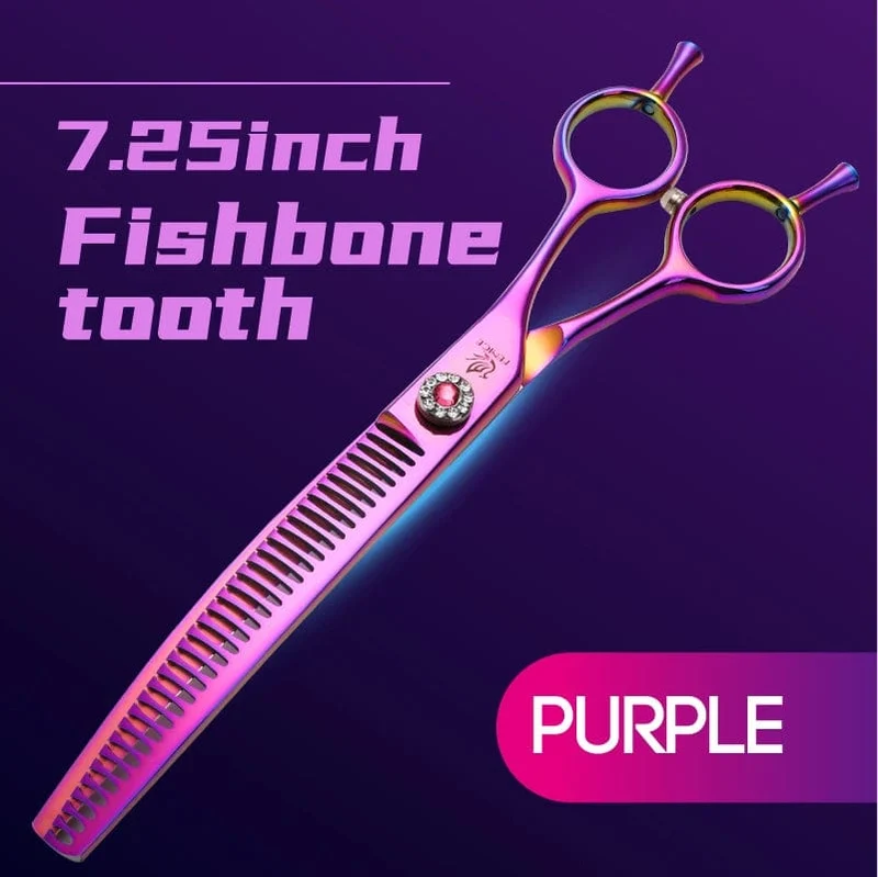 Fenice High-End 7.25 Zoll professionelle Hundepflegeschere, gebogene Effilierschere für Hunde und Katzen, Tierhaare, Tijeras Tesoura
