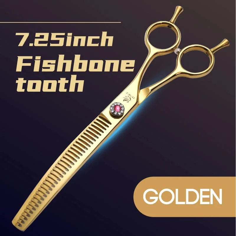 Fenice High-End 7.25 Zoll professionelle Hundepflegeschere, gebogene Effilierschere für Hunde und Katzen, Tierhaare, Tijeras Tesoura