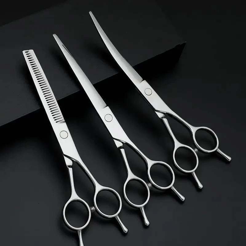 Haustier Pflege Schere Hund Haar Professionelle Trimmen Schere Set Teddy Haarschneiden Gebogene Schere Pet Clippers Tragbare Sets