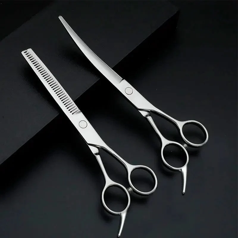 Haustier Pflege Schere Hund Haar Professionelle Trimmen Schere Set Teddy Haarschneiden Gebogene Schere Pet Clippers Tragbare Sets