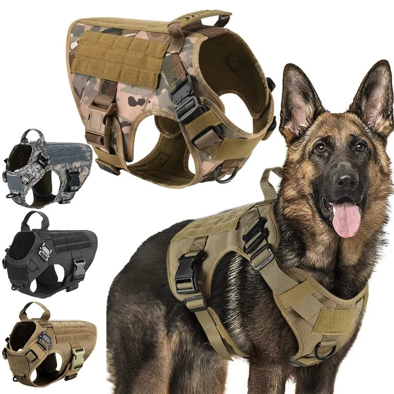 Militär Großes Hundegeschirr Haustier Deutscher Schäferhund K9 Malinois Trainingsweste Taktisches Hundegeschirr und Leine Set für Hunde Zubehör