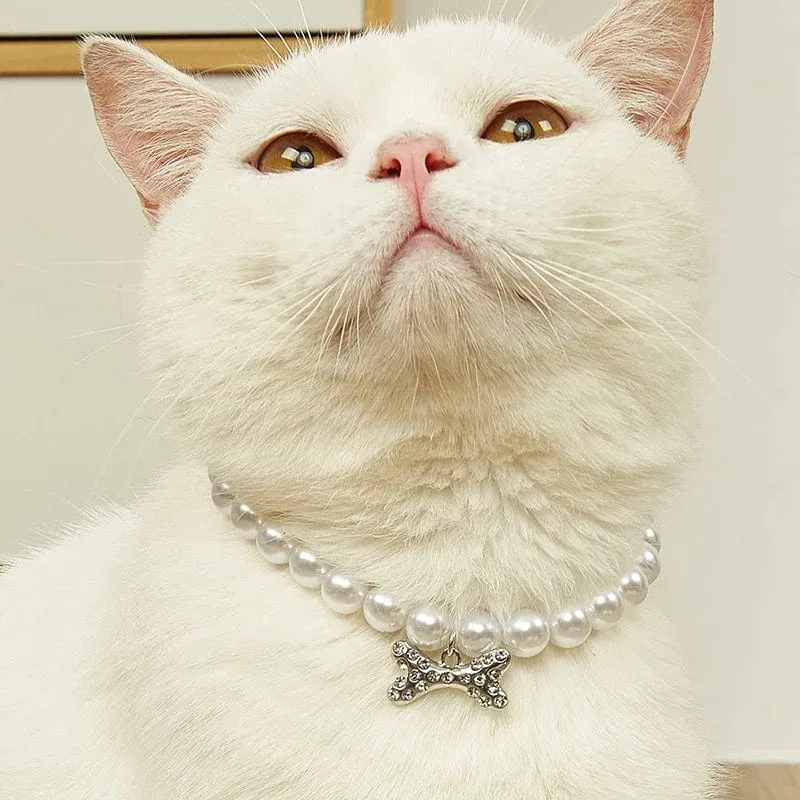 Verstellbare Haustier-Perlenkette, Zubehör für Katzen, Gotas, Tiere, modische Strasssteine, Sphynx-Katzenhalsband, Kätzchen, Hund, Collier-Chat