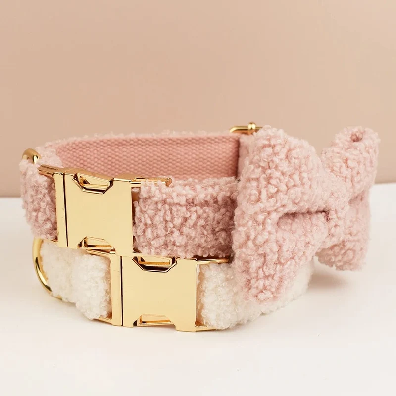 Luxuriöses personalisiertes Hundehalsband-Geschirr-Leine-Set individuell, individuelles Logo abnehmbares Hundehalsband mit Fliege, Hundehalsband-Leine diy
