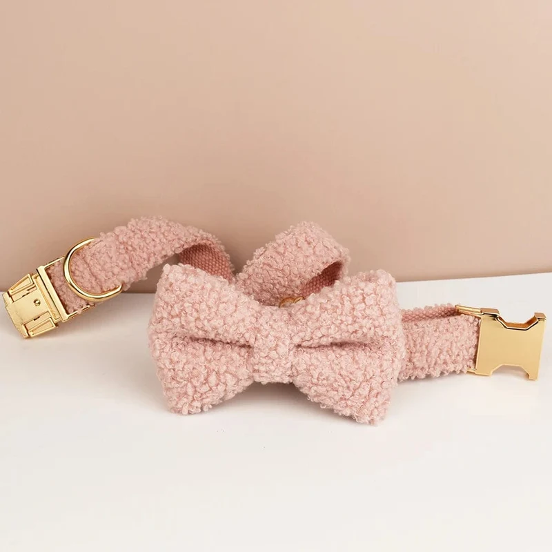 Luxuriöses personalisiertes Hundehalsband-Geschirr-Leine-Set individuell, individuelles Logo abnehmbares Hundehalsband mit Fliege, Hundehalsband-Leine diy
