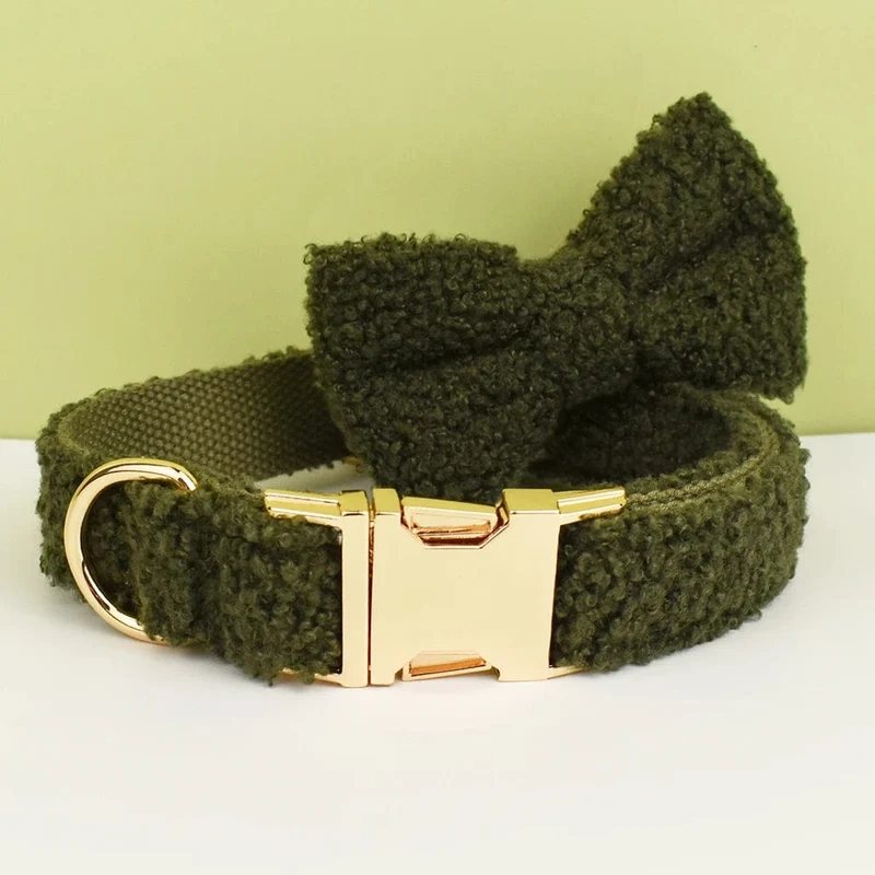 Luxuriöses personalisiertes Hundehalsband-Geschirr-Leine-Set individuell, individuelles Logo abnehmbares Hundehalsband mit Fliege, Hundehalsband-Leine diy