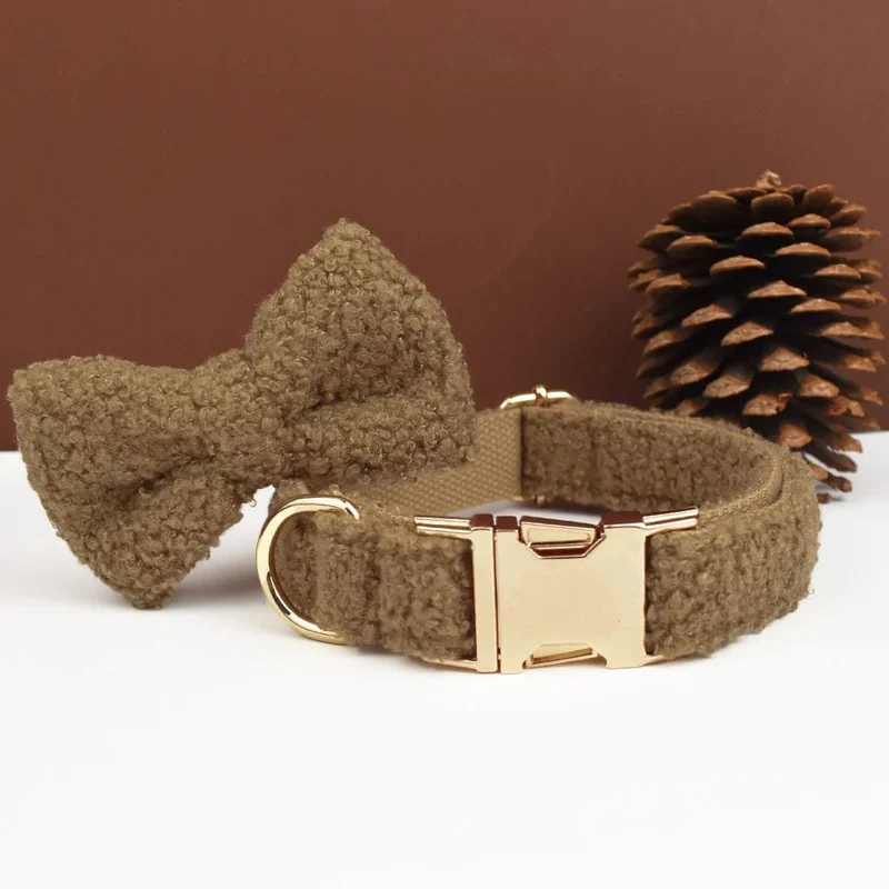 Luxuriöses personalisiertes Hundehalsband-Geschirr-Leine-Set individuell, individuelles Logo abnehmbares Hundehalsband mit Fliege, Hundehalsband-Leine diy