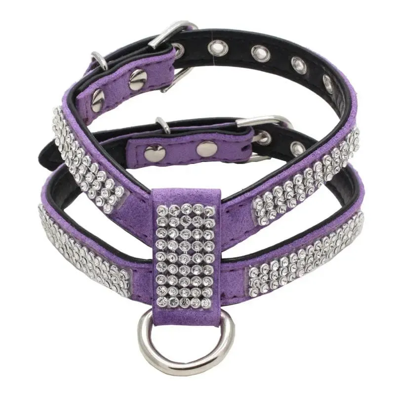 Hundehalsband Haustier Brustgurt Verstellbare Haustierprodukte Halskette Hundegeschirr Leine Schnellverschluss Bling K-förmiger Strass PU-Leder