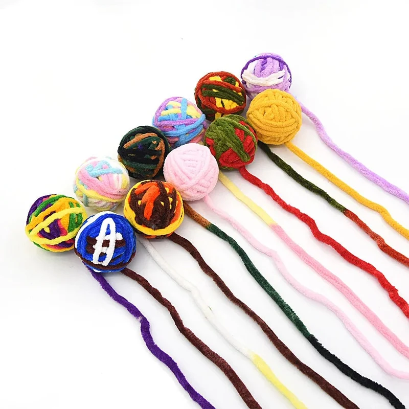 Lustiges Katzenspielzeug, bunte Garnbälle mit Glöckchen, interaktives Kauspielzeug für Kätzchen, ausgestopftes Jagdspielzeug, Ball, Heimtierbedarf