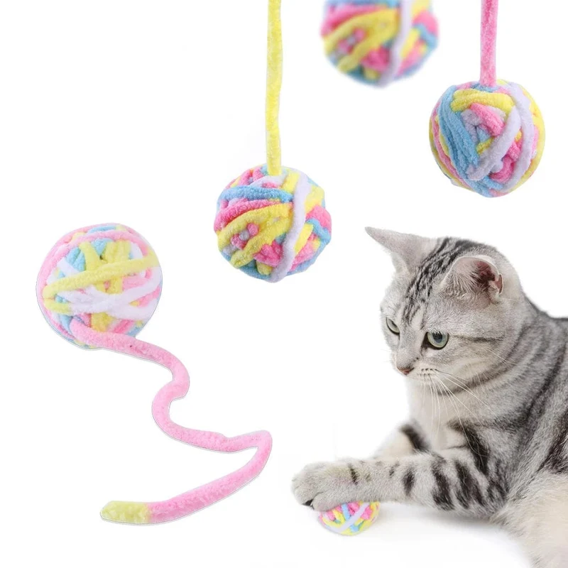 Lustiges Katzenspielzeug, bunte Garnbälle mit Glöckchen, interaktives Kauspielzeug für Kätzchen, ausgestopftes Jagdspielzeug, Ball, Heimtierbedarf