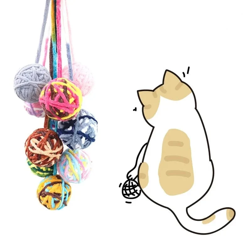 Lustiges Katzenspielzeug, bunte Garnbälle mit Glöckchen, interaktives Kauspielzeug für Kätzchen, ausgestopftes Jagdspielzeug, Ball, Heimtierbedarf