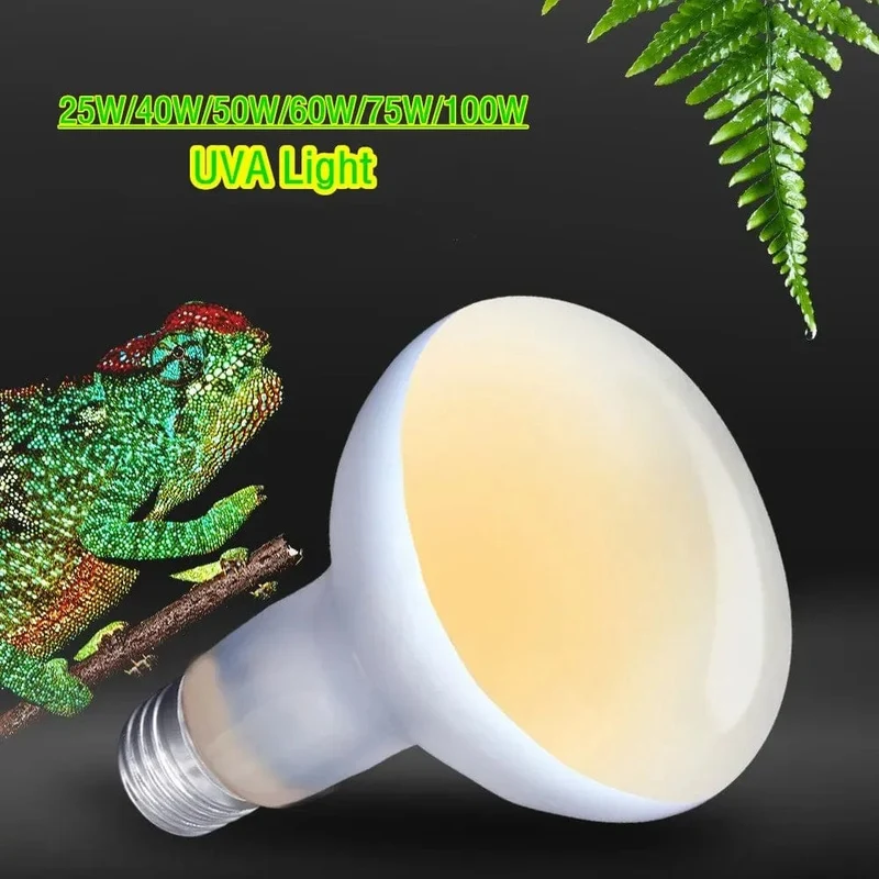 Reptilien-UVA+UVB-Lampe, 25 W/40 W/50 W/60 W/75 W/100 W, Haustier-Brutapparat, Wärme, Tageslichtlampe, Schildkröte, Eidechse, Terrarium, Temperaturregler