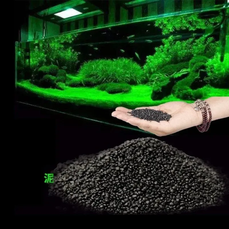 500 g Aquarium-Wasserpflanzen-Fruchtbarkeitssubstrat Sand Aquarium-Pflanzenerde Schwarzer Tonkies für natürlich gepflanzte Wassermoospflanzen