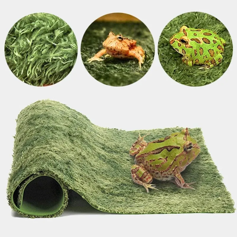 Verdicken Sie Doppelschicht-Reptilien-Haustier-Moos-Teppich-Kissenmaterial-Frosch-Schildkröten-Schlangen-Eidechsen-Matten, feuchtigkeitsspendender gefälschter Rasen