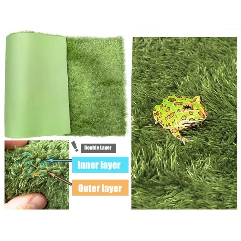 Verdicken Sie Doppelschicht-Reptilien-Haustier-Moos-Teppich-Kissenmaterial-Frosch-Schildkröten-Schlangen-Eidechsen-Matten, feuchtigkeitsspendender gefälschter Rasen