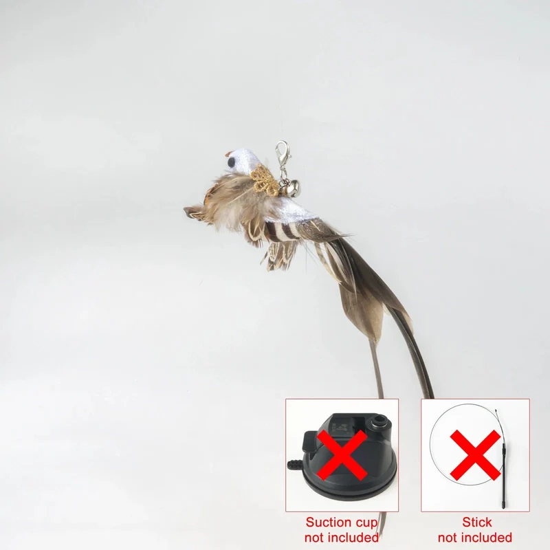 Handfreier Vogel-/Feder-Katzenstab mit Glocke, leistungsstarker Saugnapf, interaktives Spielzeug für Katzen, Kätzchen, Jagd, Übung, Haustierprodukte