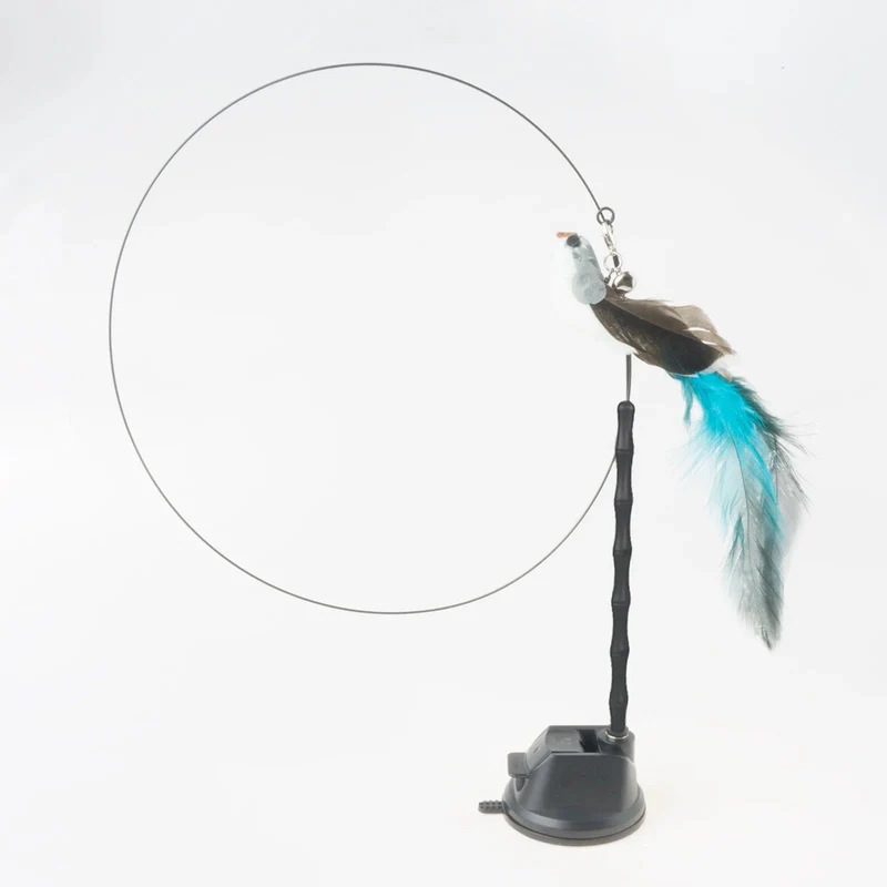Handfreier Vogel-/Feder-Katzenstab mit Glocke, leistungsstarker Saugnapf, interaktives Spielzeug für Katzen, Kätzchen, Jagd, Übung, Haustierprodukte