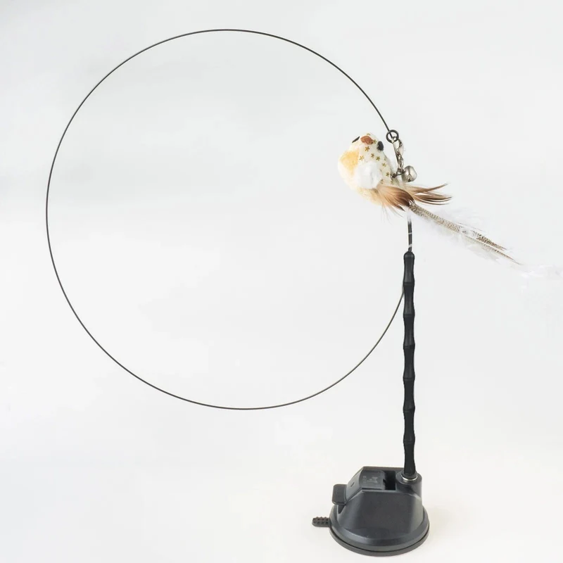 Handfreier Vogel-/Feder-Katzenstab mit Glocke, leistungsstarker Saugnapf, interaktives Spielzeug für Katzen, Kätzchen, Jagd, Übung, Haustierprodukte