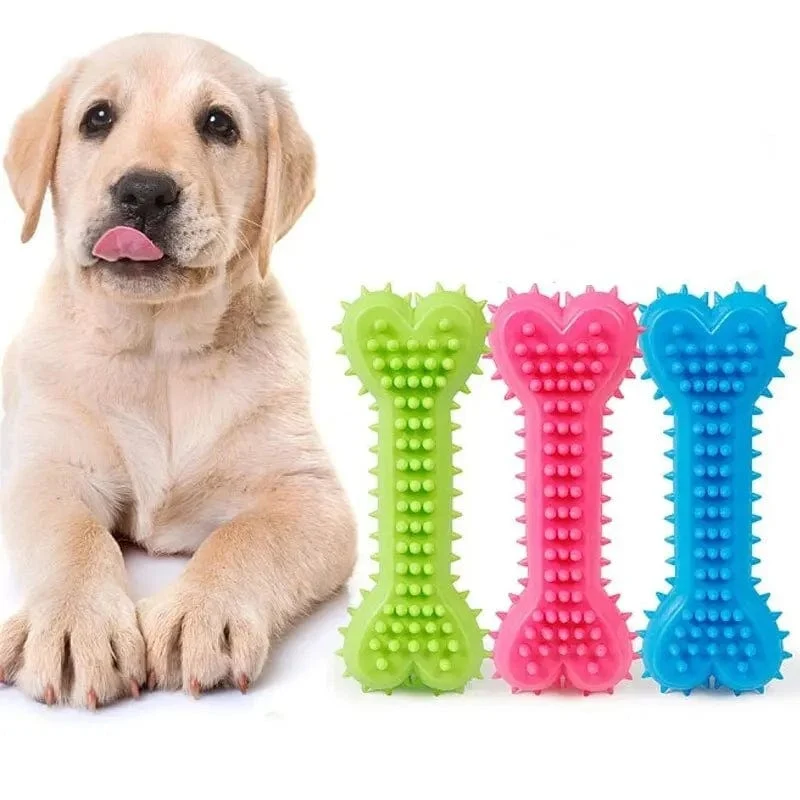 1PC Haustier-Kauspielzeug aus weichem Gummi, bissfest, Knochenform, Zähneknirschen, Kauspielzeug für kleine Hunde, Training für Heimtierbedarf