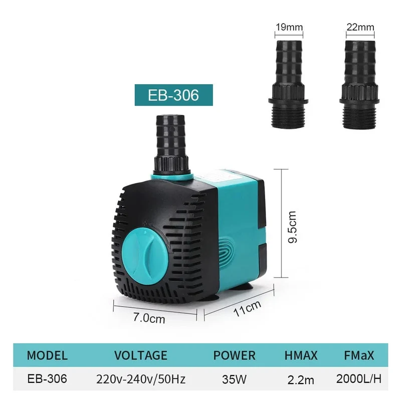 Ultra-leise 3-60W Tauchpumpe für Springbrunnen, Filter, Fischteich, Aquarium, Wasserpumpe, Tank, Springbrunnen, EU/US 220V-240V