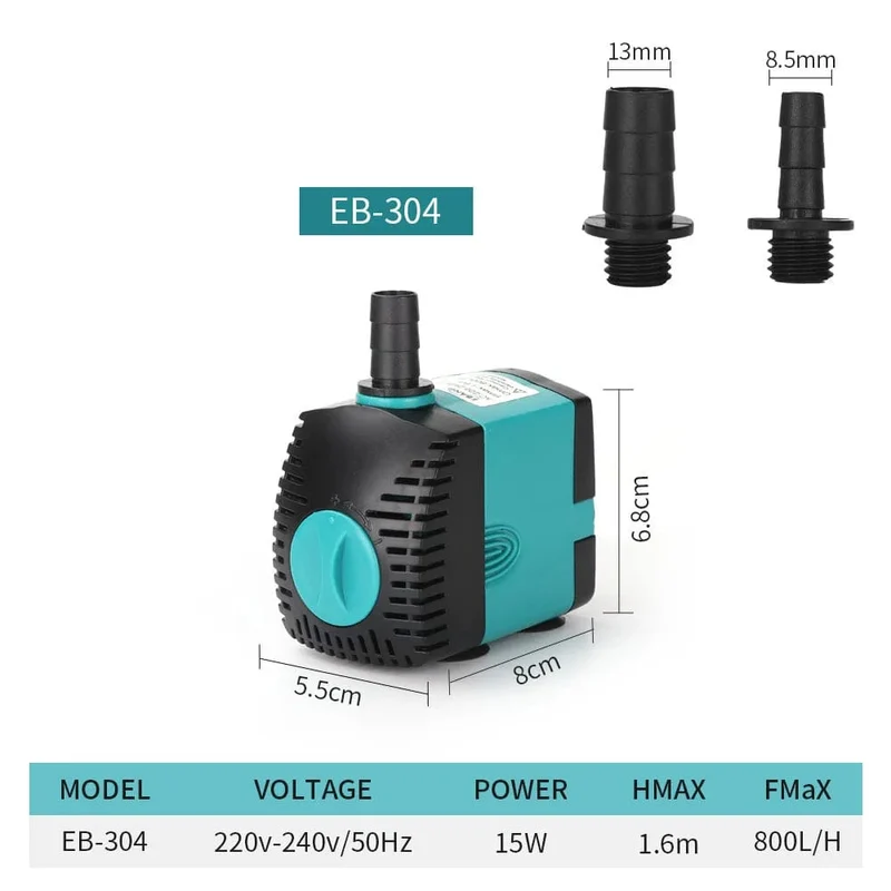 Ultra-leise 3-60W Tauchpumpe für Springbrunnen, Filter, Fischteich, Aquarium, Wasserpumpe, Tank, Springbrunnen, EU/US 220V-240V