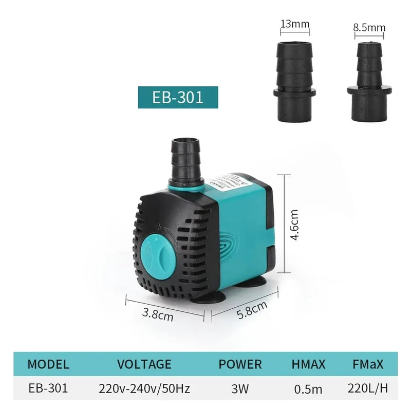 Ultra-leise 3-60W Tauchpumpe für Springbrunnen, Filter, Fischteich, Aquarium, Wasserpumpe, Tank, Springbrunnen, EU/US 220V-240V