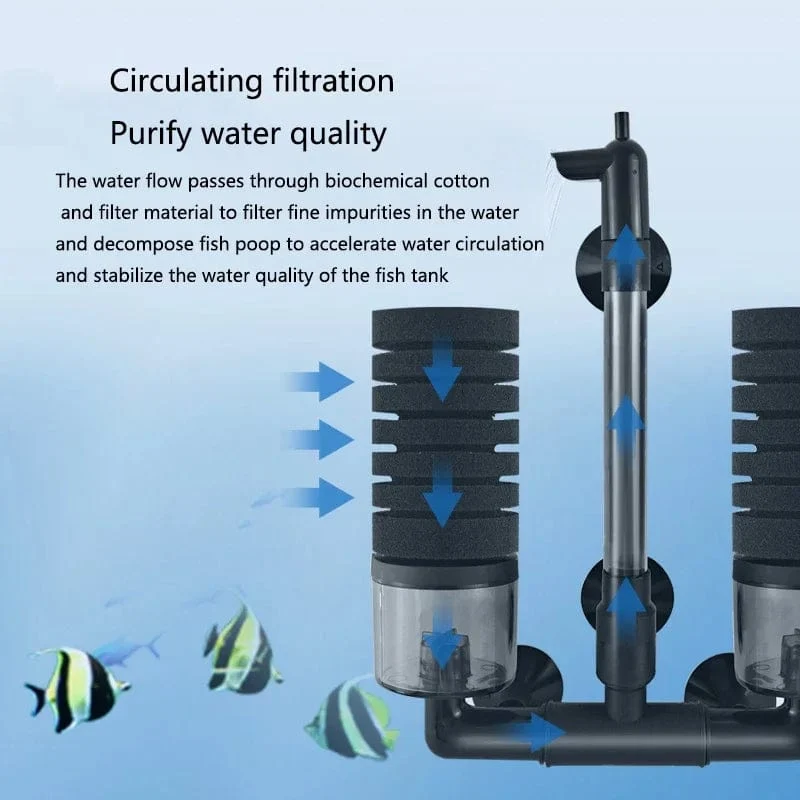 Schwarzer Aquariumfilter für Aquarium Luftpumpe Skimmer Biochemischer Schwammfilter Aquarium Biofilter Filtro Aquario