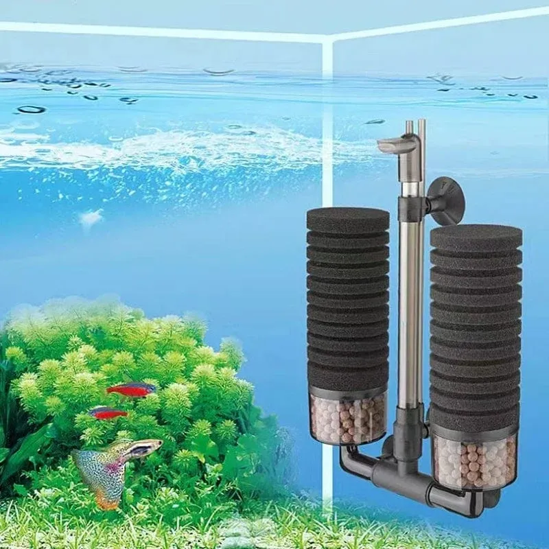 Schwarzer Aquariumfilter für Aquarium Luftpumpe Skimmer Biochemischer Schwammfilter Aquarium Biofilter Filtro Aquario