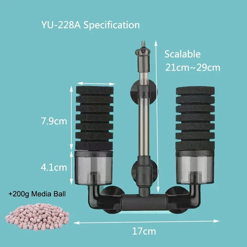 Schwarzer Aquariumfilter für Aquarium Luftpumpe Skimmer Biochemischer Schwammfilter Aquarium Biofilter Filtro Aquario