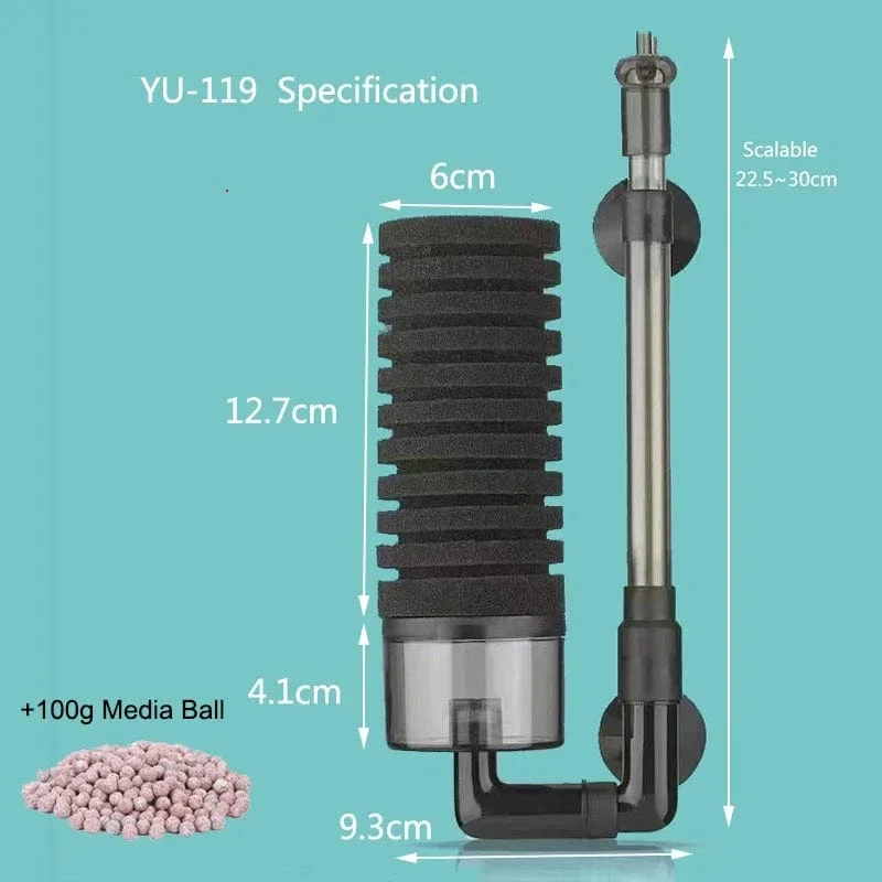 Schwarzer Aquariumfilter für Aquarium Luftpumpe Skimmer Biochemischer Schwammfilter Aquarium Biofilter Filtro Aquario