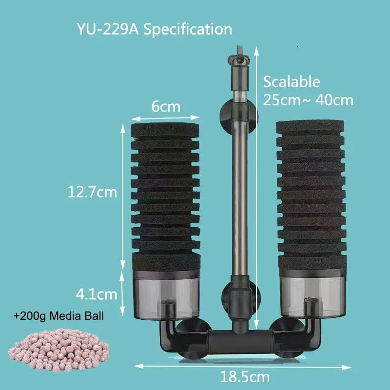 Schwarzer Aquariumfilter für Aquarium Luftpumpe Skimmer Biochemischer Schwammfilter Aquarium Biofilter Filtro Aquario