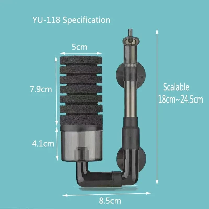 Schwarzer Aquariumfilter für Aquarium Luftpumpe Skimmer Biochemischer Schwammfilter Aquarium Biofilter Filtro Aquario
