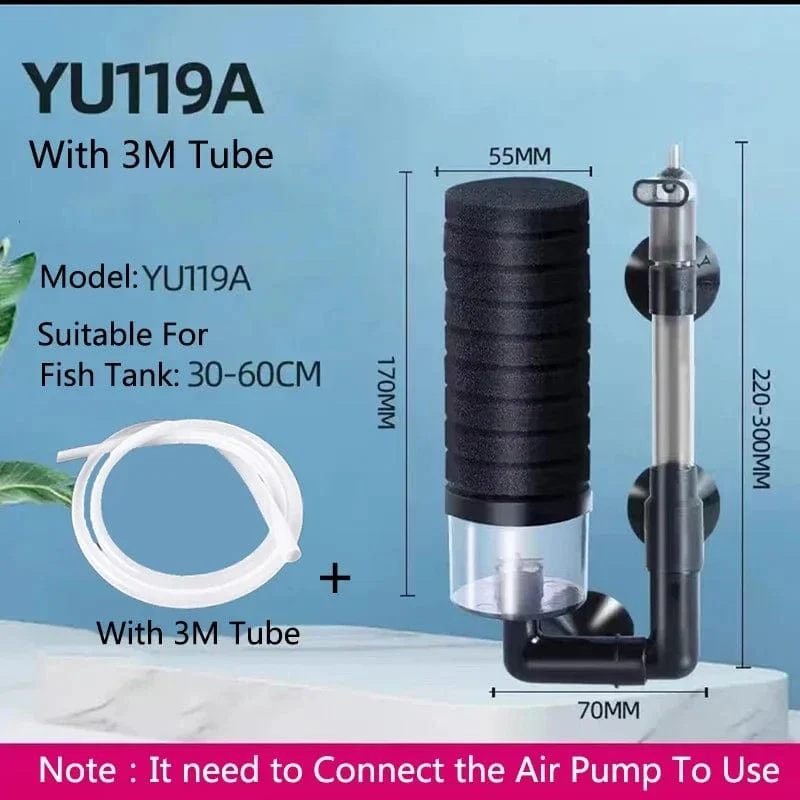Schwarzer Aquariumfilter für Aquarium Luftpumpe Skimmer Biochemischer Schwammfilter Aquarium Biofilter Filtro Aquario