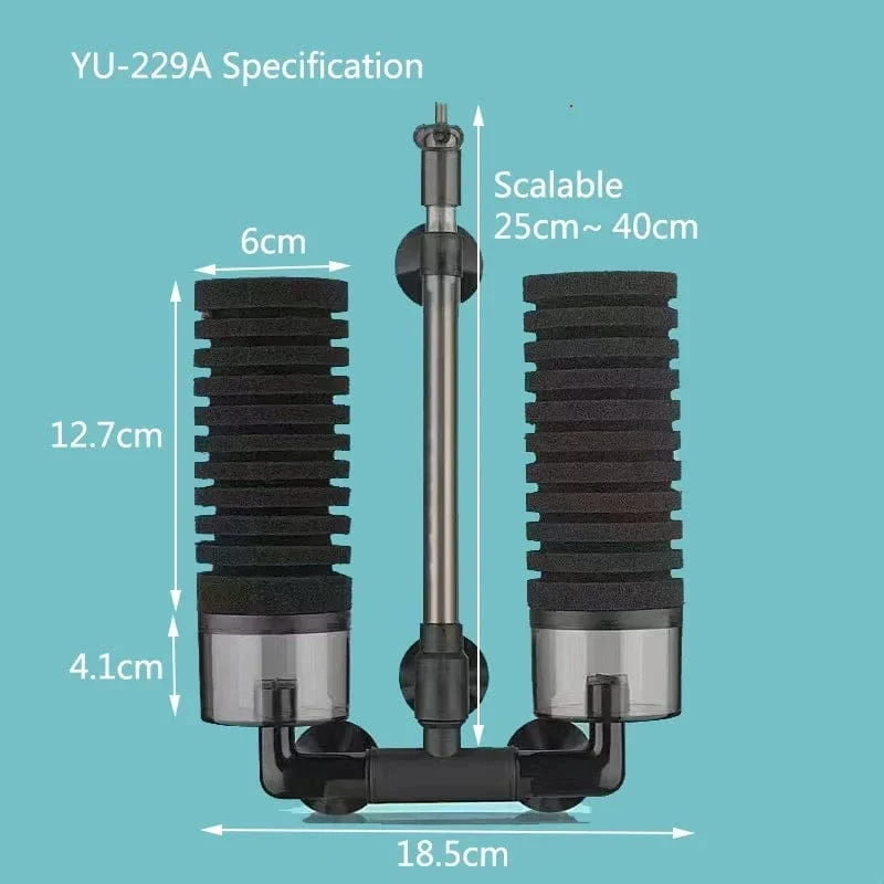 Schwarzer Aquariumfilter für Aquarium Luftpumpe Skimmer Biochemischer Schwammfilter Aquarium Biofilter Filtro Aquario