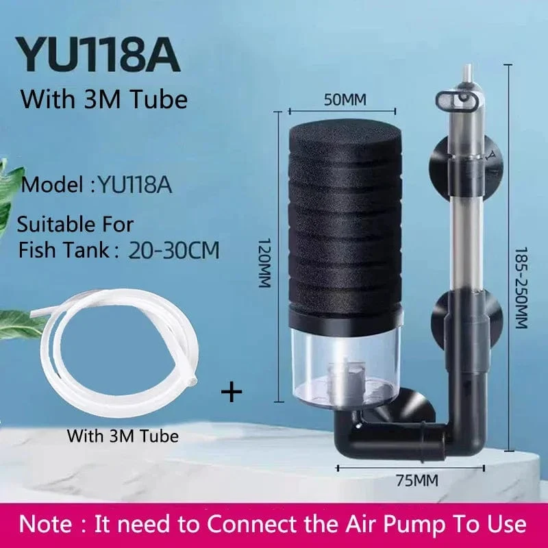 Schwarzer Aquariumfilter für Aquarium Luftpumpe Skimmer Biochemischer Schwammfilter Aquarium Biofilter Filtro Aquario