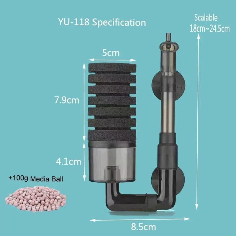 Schwarzer Aquariumfilter für Aquarium Luftpumpe Skimmer Biochemischer Schwammfilter Aquarium Biofilter Filtro Aquario