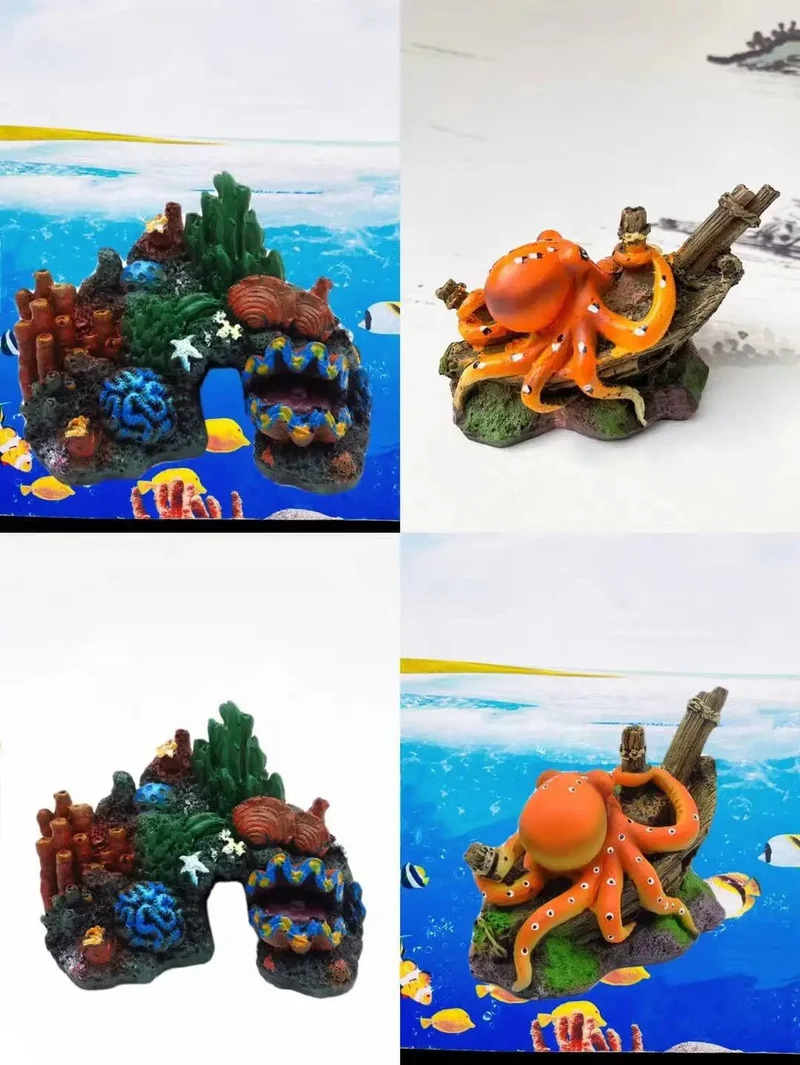 Künstliche Waschbecken Boot Octopus Aquarium Dekoration Octopus Ornamente Aquarien Mikro Landschaft Zubehör U-Boot Handwerk Harz