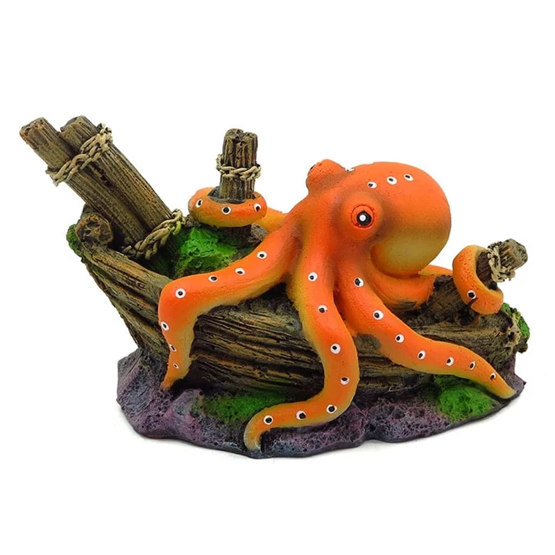 Künstliche Waschbecken Boot Octopus Aquarium Dekoration Octopus Ornamente Aquarien Mikro Landschaft Zubehör U-Boot Handwerk Harz