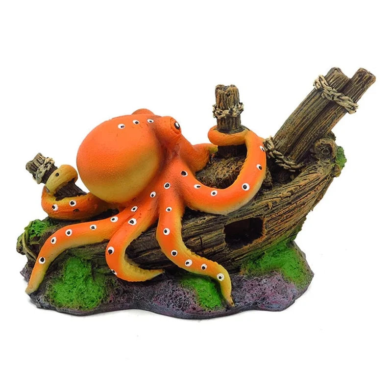 Künstliche Waschbecken Boot Octopus Aquarium Dekoration Octopus Ornamente Aquarien Mikro Landschaft Zubehör U-Boot Handwerk Harz