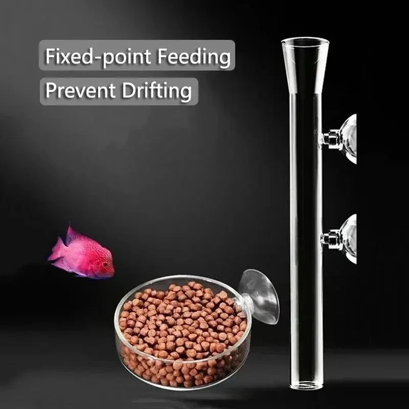 Verdicktes Glas Aquarium Feeder Tube Dish Transparent Aquarium Garnelen Schnecke Food Feeder Bowl Aquarium Fisch Fütterung Zubehör