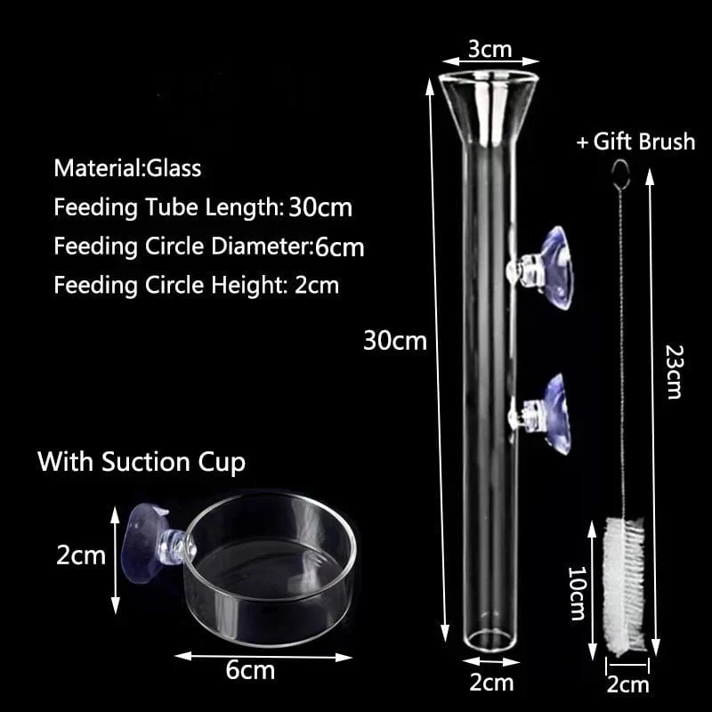 Verdicktes Glas Aquarium Feeder Tube Dish Transparent Aquarium Garnelen Schnecke Food Feeder Bowl Aquarium Fisch Fütterung Zubehör