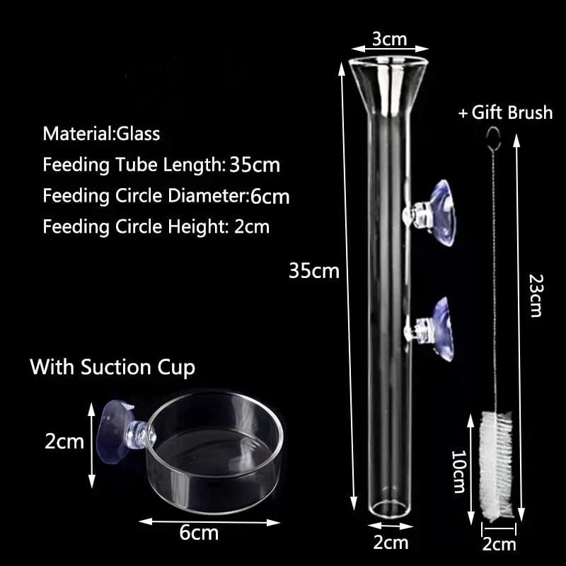 Verdicktes Glas Aquarium Feeder Tube Dish Transparent Aquarium Garnelen Schnecke Food Feeder Bowl Aquarium Fisch Fütterung Zubehör