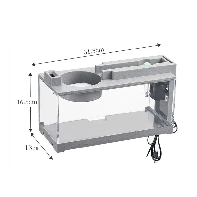 Kleines Aquarium-Kit, integrierter Sauerstoffbar-USB-Stummfilter, multifunktionale Büro-Desktop-Heimdekoration, Ornamente