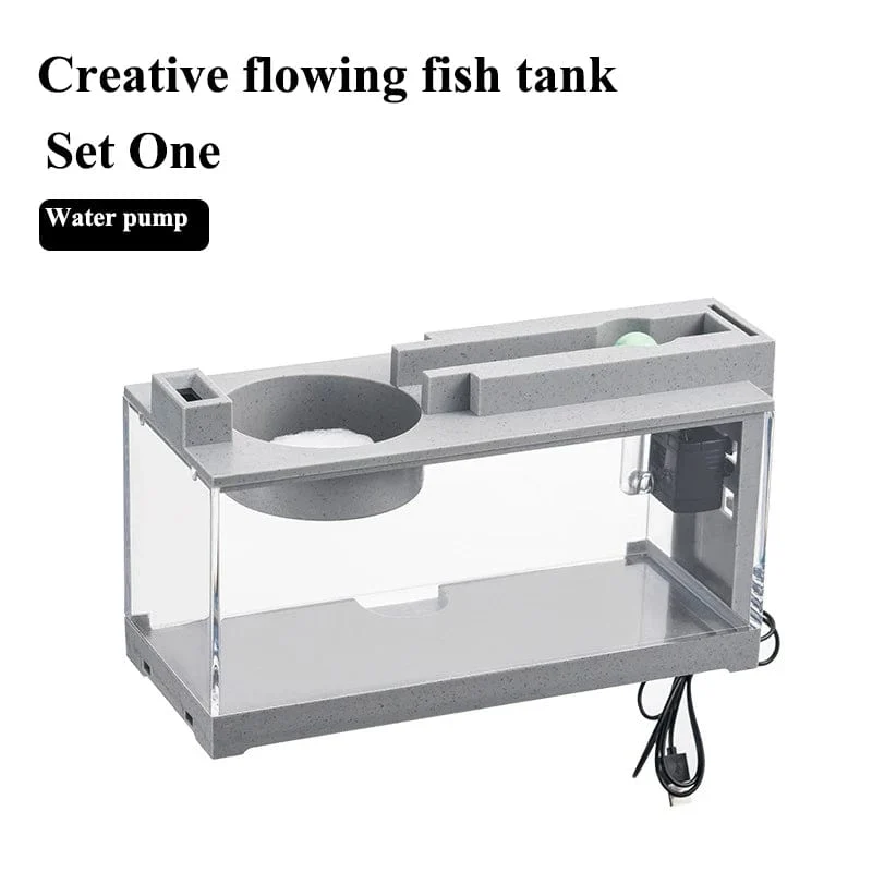 Kleines Aquarium-Kit, integrierter Sauerstoffbar-USB-Stummfilter, multifunktionale Büro-Desktop-Heimdekoration, Ornamente