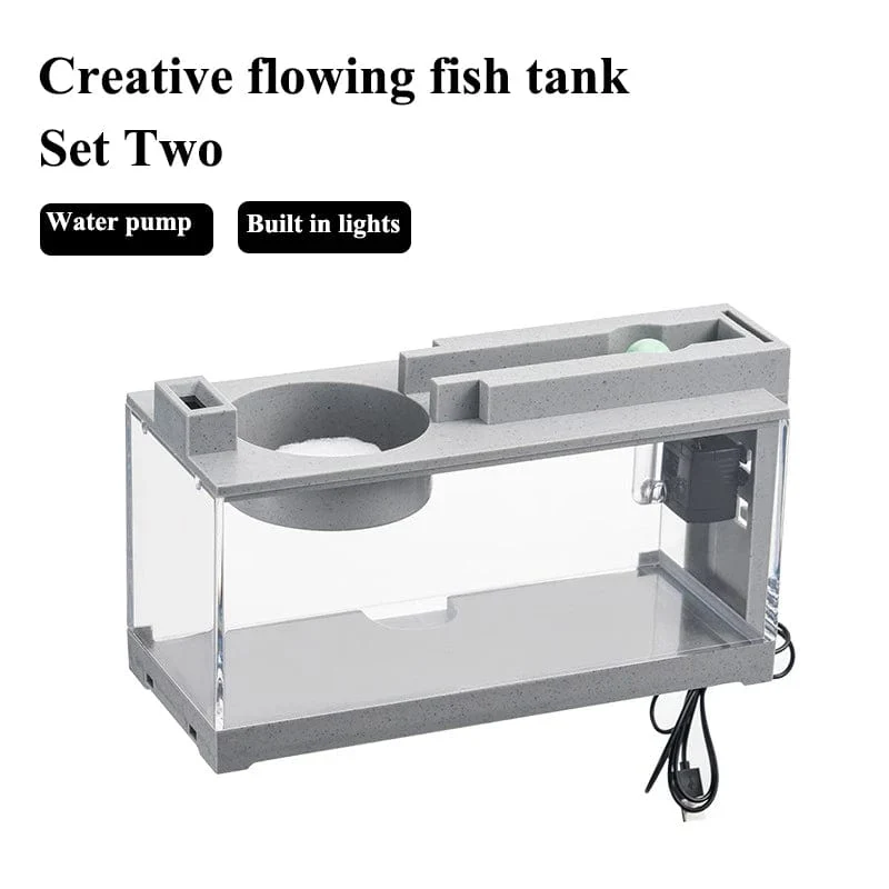 Kleines Aquarium-Kit, integrierter Sauerstoffbar-USB-Stummfilter, multifunktionale Büro-Desktop-Heimdekoration, Ornamente