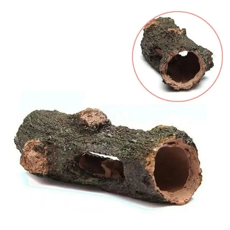 Aquarium Hohlbaum Tunnel Höhle Ornament Fisch Garnelen Schildkröte Versteck Unterschlupf Aquarium Dekorationen Goldfischglas Zubehör